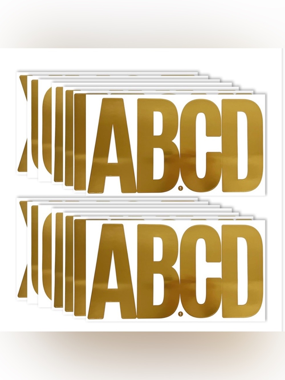 Letter Stickers Gold Vinyl 6” Indoor/Outdoor Self-Adhesive (76 count)